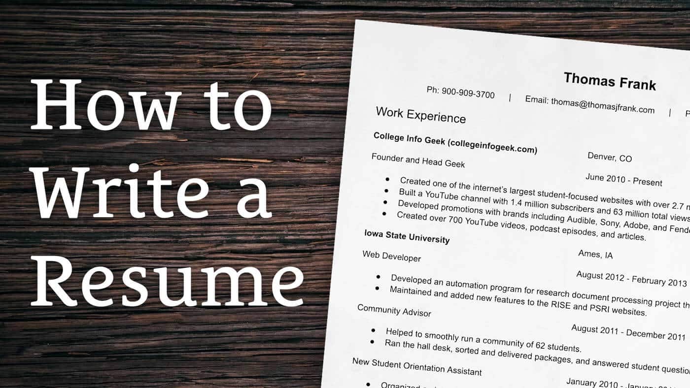 Student writing their Resume